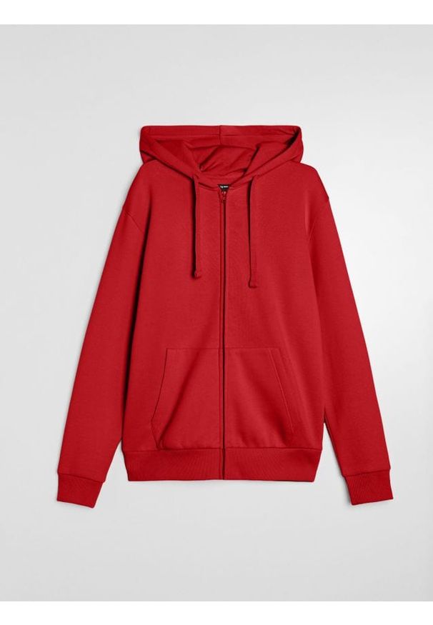 Sinsay - Rozpinana bluza z kapturem - czerwony. Typ kołnierza: kaptur. Kolor: czerwony