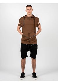 La Haine Inside Us Bluza "Poeti Unisex" | P2308 3M | Poeti | Mężczyzna | Brązowy. Okazja: na co dzień. Typ kołnierza: kaptur. Kolor: brązowy. Materiał: nylon, wiskoza, elastan. Długość: długie. Wzór: aplikacja. Styl: casual #7