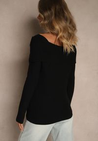 Renee - Czarny Sweter z Wiskozą i Ozdobą z Cyrkonii Mirrise. Okazja: na co dzień. Kolor: czarny. Materiał: wiskoza. Wzór: aplikacja. Styl: klasyczny, casual, elegancki #3