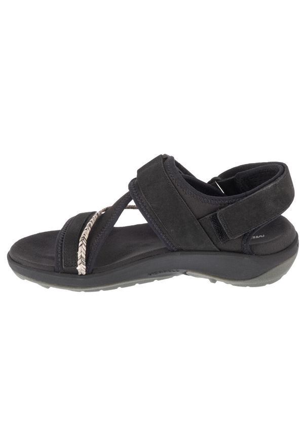 Merrell - Sandały damskie, Terran 4 Backstrap W Sandal. Kolor: czarny. Materiał: guma, skóra, syntetyk, materiał, tkanina