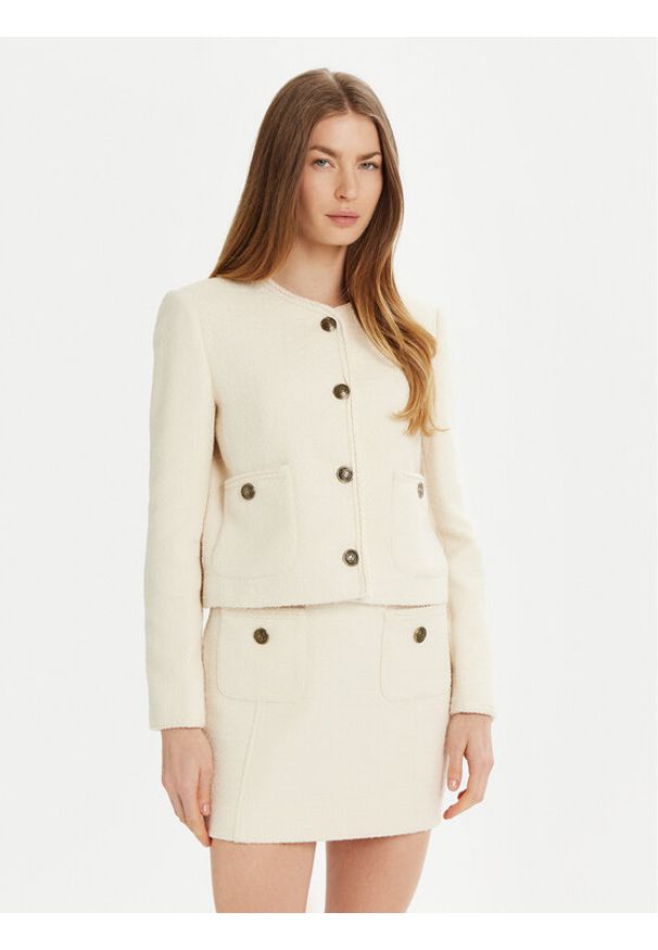 Marella Marynarka Afona 2513041054 Biały Regular Fit. Kolor: biały. Materiał: syntetyk, bawełna