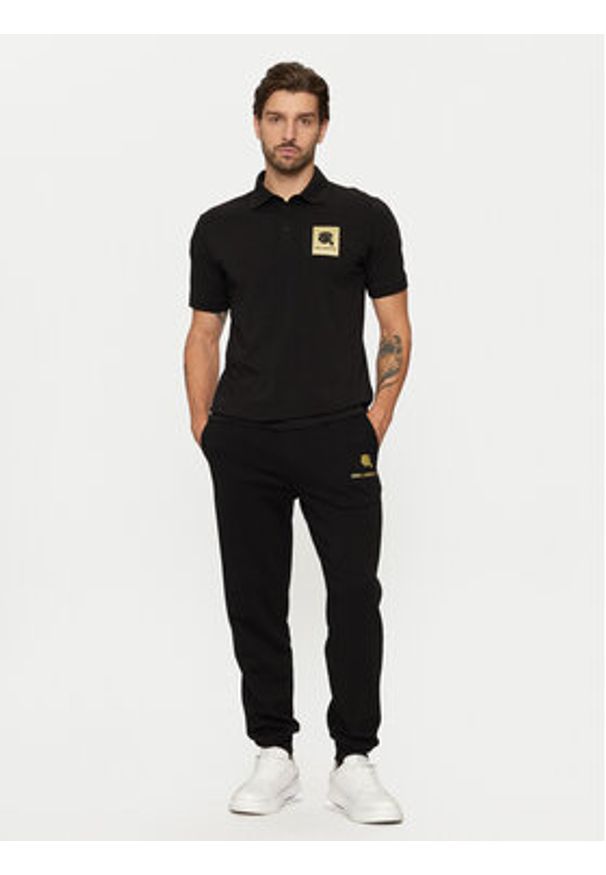 Karl Lagerfeld - KARL LAGERFELD Polo 745460 551235 Czarny Regular Fit. Typ kołnierza: polo. Kolor: czarny. Materiał: bawełna