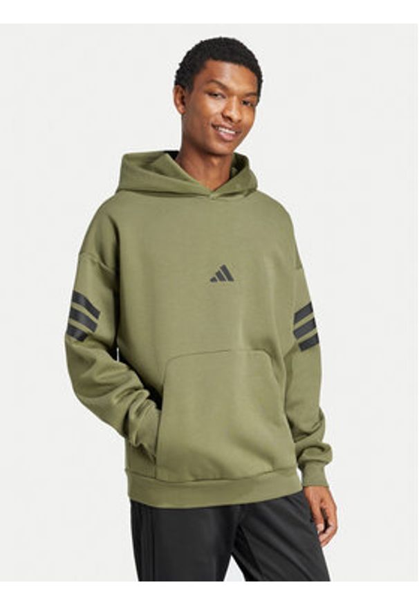 Adidas - adidas Bluza Future Icons 3-Stripes JD4856 Zielony Regular Fit. Kolor: zielony. Materiał: syntetyk, bawełna