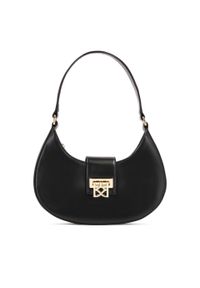 Kazar - Czarna torebka baguette z eleganckim zapięciem. Kolor: czarny. Wzór: aplikacja. Materiał: skórzane. Styl: elegancki. Rodzaj torebki: na ramię #1