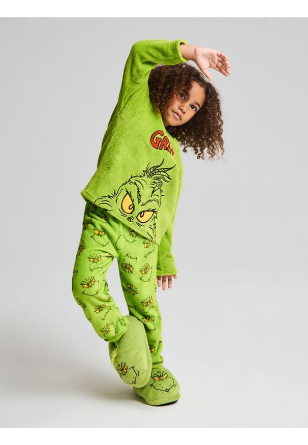 Sinsay - Polarowa piżama dwuczęściowa Grinch - zielony. Kolor: zielony. Materiał: polar