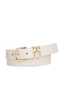 TOMMY HILFIGER - Tommy Hilfiger Pasek Damski Th Lux 3.0 AW0AW14943 Biały. Kolor: biały. Materiał: skóra #1