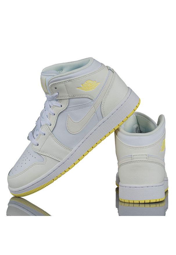Nike - Buty Sportowe Młodzieżowe Air Jordan 1 Mid (GS). Okazja: na co dzień. Kolor: biały. Model: Nike Air Jordan