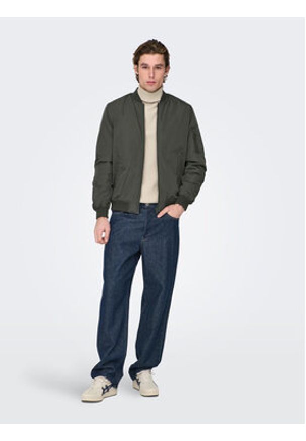 Only & Sons Kurtka bomber Joshua 22023287 Khaki Regular Fit. Kolor: brązowy. Materiał: syntetyk