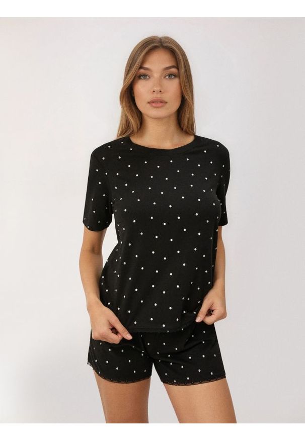 Sinsay - Piżama dwuczęściowa z domieszką wiskozy - czarny. Kolor: czarny. Materiał: wiskoza