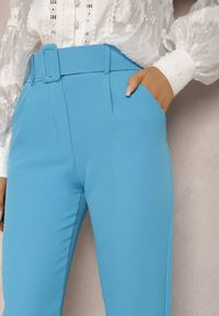 Renee - Niebieskie Spodnie z Paskiem Eudea. Kolor: niebieski. Materiał: materiał. Długość: długie. Wzór: jednolity. Styl: elegancki #5