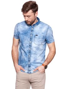 Lee - KOSZULA MĘSKA KRÓTKI RĘKAW RĘKAW LEE BUTTON DOWN SHIRT DAYLIGHT BLAZE L886PGRS. Typ kołnierza: button down. Materiał: jeans. Długość rękawa: krótki rękaw. Długość: krótkie #1