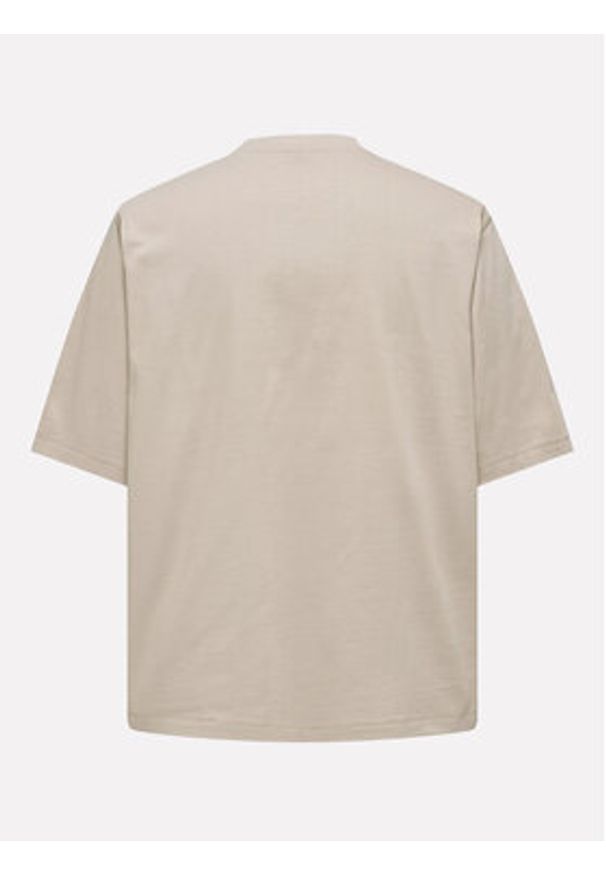 Only & Sons T-Shirt Millenium 22027787 Beżowy Oversize. Kolor: beżowy. Materiał: bawełna