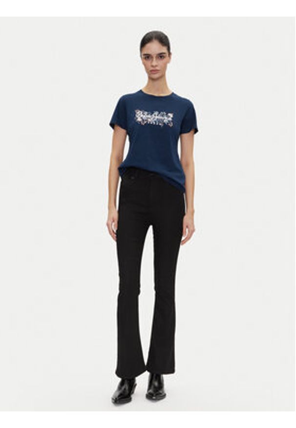 Pepe Jeans T-Shirt Rosalind PL506034 Granatowy Regular Fit. Kolor: niebieski. Materiał: bawełna