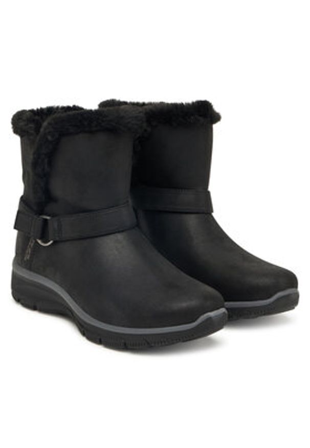 skechers - Skechers Botki Easy Going 168045/BLK Czarny. Kolor: czarny. Materiał: skóra