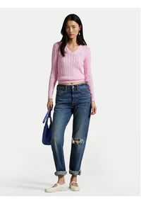 Polo Ralph Lauren Sweter 211971870006 Różowy Slim Fit. Typ kołnierza: polo. Kolor: różowy. Materiał: bawełna #2