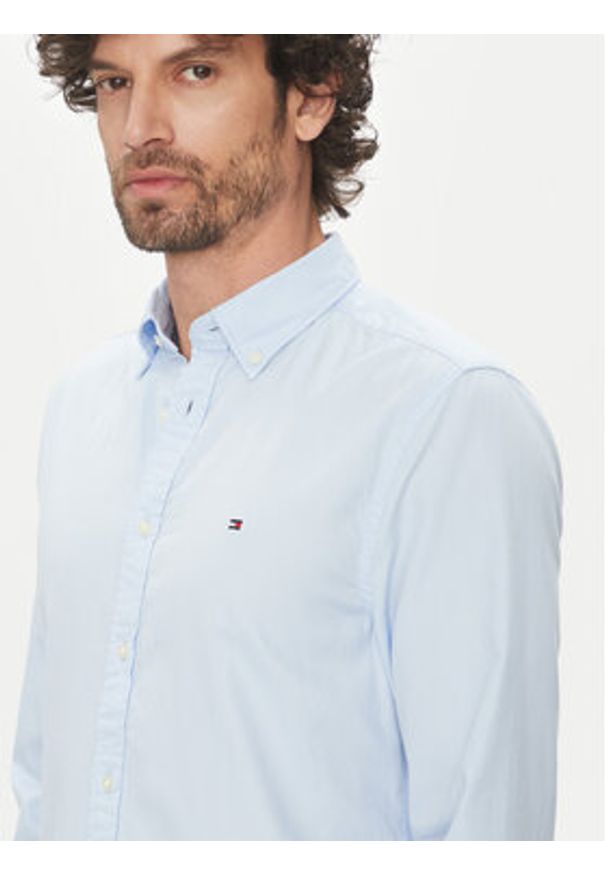 TOMMY HILFIGER - Tommy Hilfiger Koszula MW0MW38556 Błękitny Slim Fit. Kolor: niebieski. Materiał: bawełna