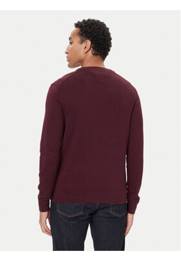 TOMMY HILFIGER - Tommy Hilfiger Sweter MW0MW28047 Bordowy Regular Fit. Kolor: czerwony. Materiał: bawełna