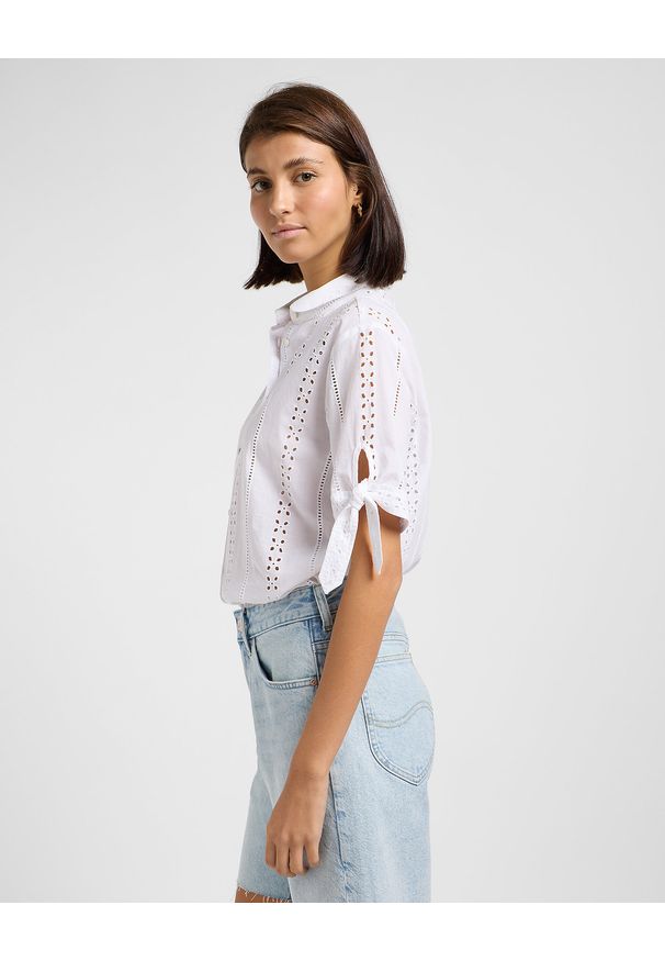 Lee - DAMSKA KOSZULA LEE CAMP TIE SLEEVE BUTTON UP BRIGHT WHITE 112364115