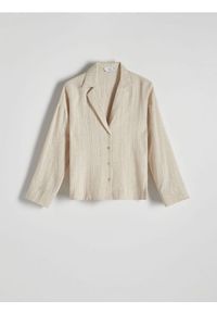 Reserved - Koszula oversize z lnem oraz wiskozą - beżowy. Kolor: beżowy. Materiał: len, wiskoza