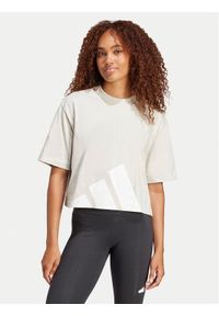 Adidas - adidas T-Shirt Essentials Big Logo Boyfriend JG8729 Beżowy Loose Fit. Kolor: beżowy. Materiał: bawełna #1