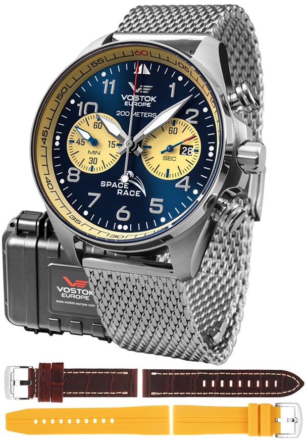 Zegarek Vostok Europe Zegarek męski Vostok Europe 6S21-325A667-MEGA SET srebrny. Kolor: srebrny