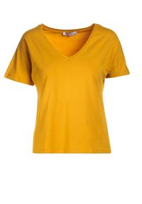 Born2be - Żółty T-shirt Wrafdiff. Kolor: żółty. Materiał: dzianina. Długość rękawa: krótki rękaw. Długość: krótkie #2