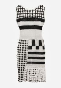 Renee - Biało-Czarna Ażurowa Sukienka z Bawełny bez Rękawów Cophalia. Okazja: na imprezę, na co dzień. Kolor: biały. Materiał: bawełna. Długość rękawa: bez rękawów. Wzór: ażurowy. Sezon: lato. Styl: casual, klasyczny, elegancki #6