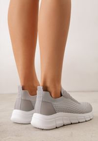 Renee - Szare Siateczkowe Buty Sportowe na Piankowej Podeszwie z Tłoczeniami Nisitia. Okazja: na co dzień. Kolor: szary. Szerokość cholewki: normalna #6