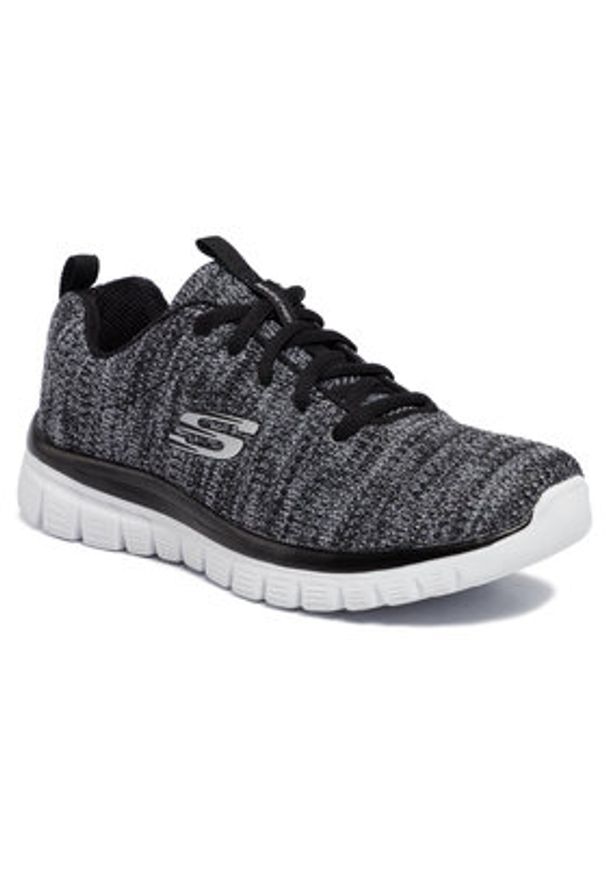 skechers - Skechers Sneakersy Twisted Fortune 12614/BKW Szary. Kolor: szary. Materiał: materiał