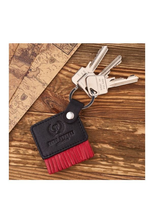 PAOLO PERUZZI - Zestaw prezentowy czerwony Paolo Peruzzi ZUP-107-RD. Kolor: czerwony. Materiał: skóra. Wzór: kwiaty