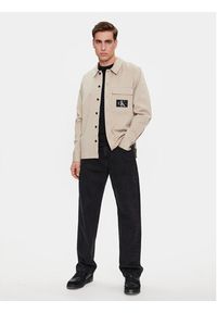 Calvin Klein Jeans Koszula Utility Shirt J30J324610 Beżowy Regular Fit. Kolor: beżowy. Materiał: bawełna