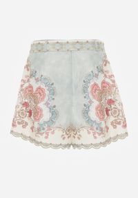 Renee - Zielone Luźne Szorty z Paskiem i Motywem Floral Orixis. Okazja: na co dzień. Kolor: zielony. Długość: krótkie. Wzór: nadruk. Styl: elegancki, casual #7