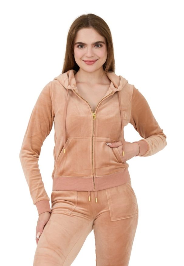 Juicy Couture - JUICY COUTURE Beżowa damska bluza Robertson Gold Hoodie, Rozmiar M. Kolor: beżowy