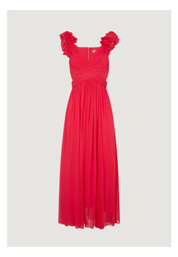 Morgan Sukienka wieczorowa 251-RISSAL Koralowy Regular Fit. Kolor: pomarańczowy. Materiał: syntetyk. Styl: wizytowy