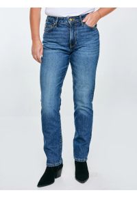 Big-Star - Jeansy damskie proste granatowe Charlotte 570. Okazja: na co dzień. Stan: podwyższony. Kolor: niebieski. Styl: casual, klasyczny #7