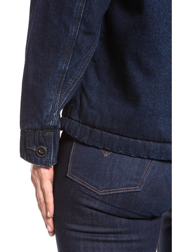 Lee - DAMSKA KURTKA JEANSOWA LEE SHERPA CHORE JACKET BROOME L54FCZXK 112112773. Materiał: jeans. Wzór: jednolity