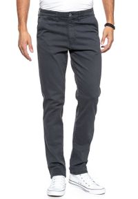 Wrangler - WRANGLER SPODNIE MĘSKIE CHINO NAVY W16LRN114. Materiał: materiał