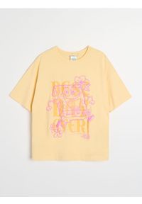 Sinsay - Bawełniana koszulka z nadrukiem SpongeBob - żółty. Kolor: żółty. Materiał: bawełna. Wzór: nadruk #1