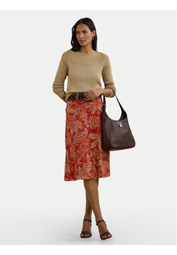 Lauren Ralph Lauren - LAUREN RALPH LAUREN Sweter 200909317005 Beżowy Relaxed Fit. Kolor: beżowy. Materiał: bawełna