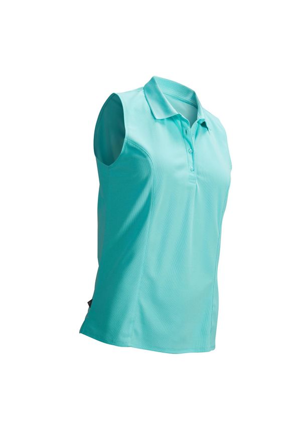 INESIS - Koszulka polo do golfa bez rękawów damska. Typ kołnierza: golf, polo. Kolor: zielony, turkusowy, wielokolorowy. Materiał: poliester, materiał. Długość rękawa: bez rękawów. Długość: krótkie
