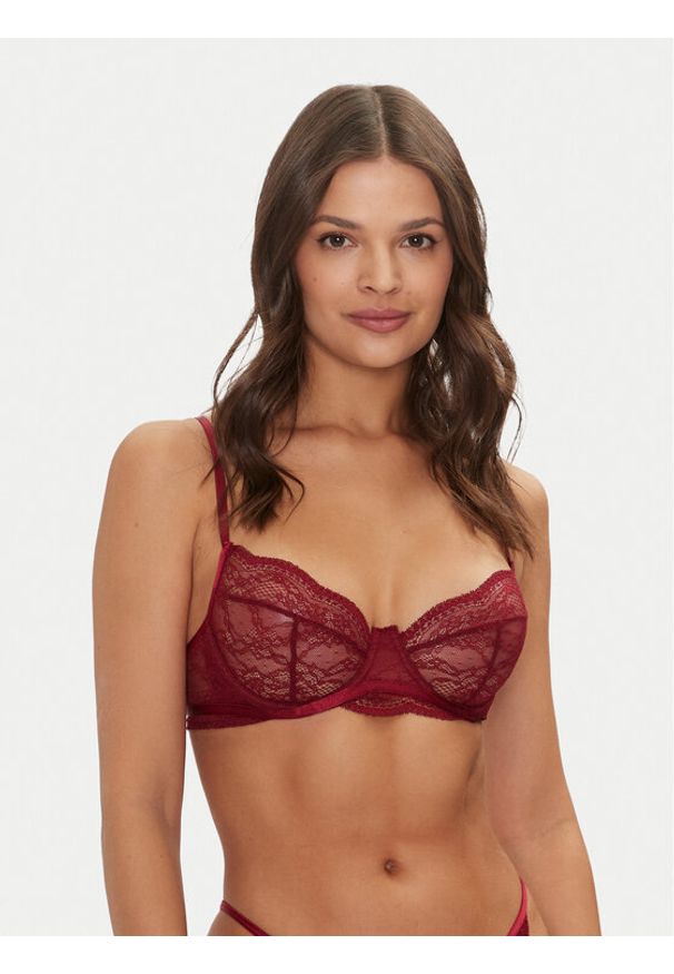 Hunkemöller Biustonosz z fiszbiną Isabelle 206364 Bordowy. Kolor: czerwony. Materiał: syntetyk