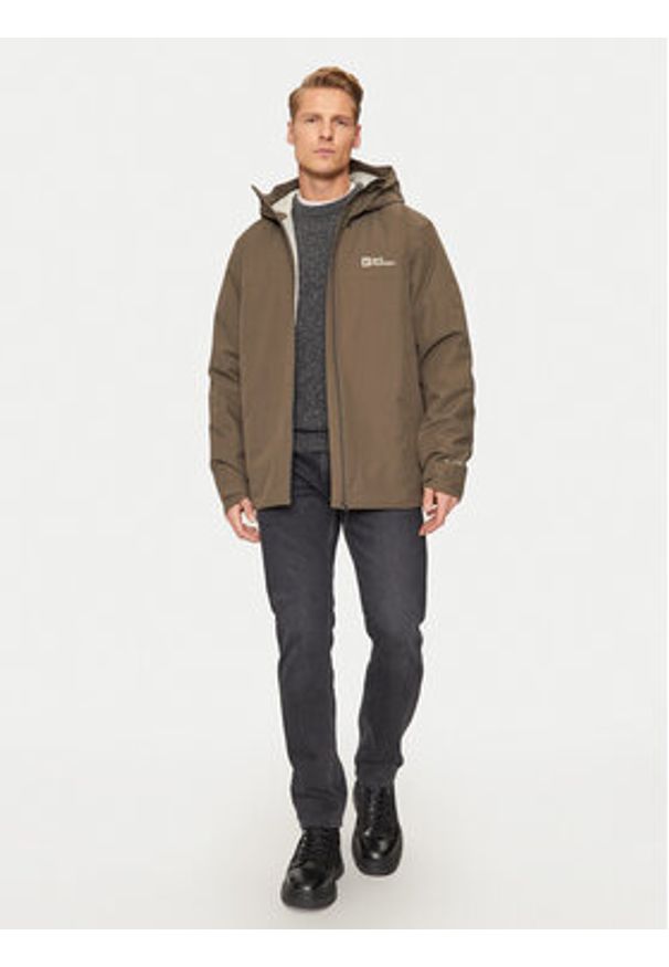 Jack Wolfskin Kurtka przeciwdeszczowa Wisper Ins A61870 Brązowy Regular Fit. Kolor: brązowy. Materiał: syntetyk