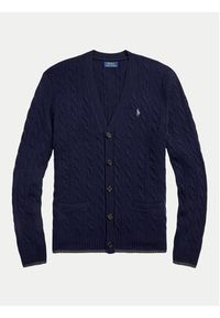 Polo Ralph Lauren Kardigan 710949808001 Granatowy Regular Fit. Typ kołnierza: polo. Kolor: niebieski. Materiał: wełna #5