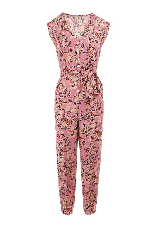 Born2be - Ciemnoróżowy Kombinezon Phaeniope. Kolor: różowy. Materiał: materiał. Długość rękawa: bez rękawów. Długość: długie. Wzór: aplikacja. Sezon: lato