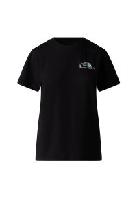 Koszulka damska The North Face Monte 0A8GA9JK31 - czarna. Kolor: czarny. Materiał: bawełna, poliester. Długość rękawa: krótki rękaw. Długość: krótkie. Wzór: nadruk #1