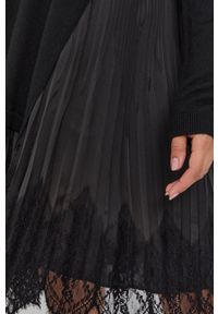 TwinSet - Twinset - Sukienka. Kolor: czarny. Materiał: tkanina, dzianina, koronka. Długość rękawa: długi rękaw. Wzór: gładki. Typ sukienki: asymetryczne #7