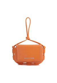 Kazar - Pomarańczowa torebka damska. Kolor: pomarańczowy. Wzór: gładki, aplikacja. Materiał: skórzane. Rozmiar: małe. Styl: casual, klasyczny #1
