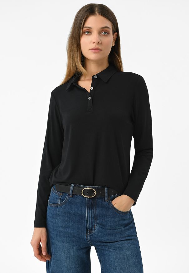 Volcano - Longsleeve polo L-TOPAZ. Okazja: na spotkanie biznesowe, do pracy. Typ kołnierza: polo. Materiał: dzianina, jeans, materiał. Długość rękawa: długi rękaw. Długość: długie. Wzór: gładki. Styl: biznesowy, elegancki, klasyczny