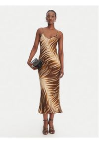 Just Cavalli Sukienka letnia 80PAO925 NS819 Beżowy Slim Fit. Kolor: beżowy. Materiał: wiskoza. Sezon: lato #3