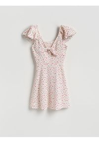 Reserved - Wzorzysta sukienka mini - inny. Materiał: dzianina. Długość: mini